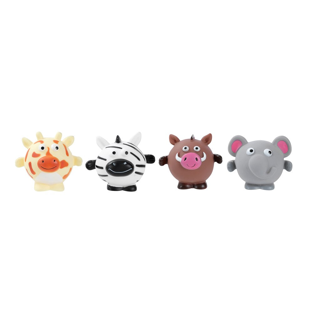 Vinyl Zoo Animal Squeaky Dog Toy – 11 × 9cm (Assorted)