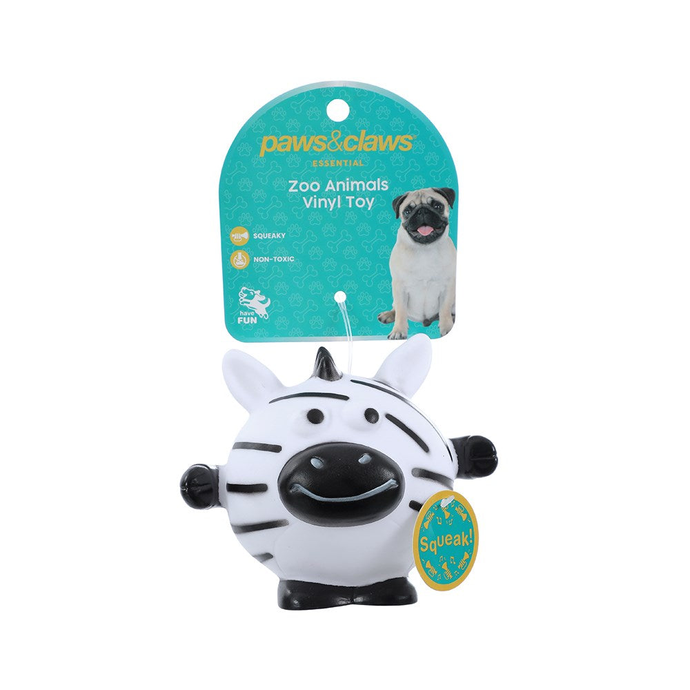 Vinyl Zoo Animal Squeaky Dog Toy – 11 × 9cm (Assorted)