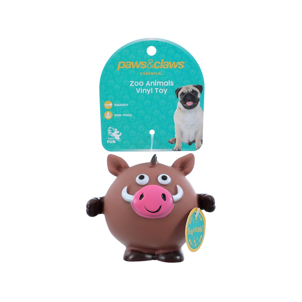Vinyl Zoo Animal Squeaky Dog Toy – 11 × 9cm (Assorted)