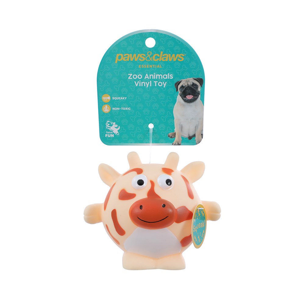 Vinyl Zoo Animal Squeaky Dog Toy – 11 × 9cm (Assorted)