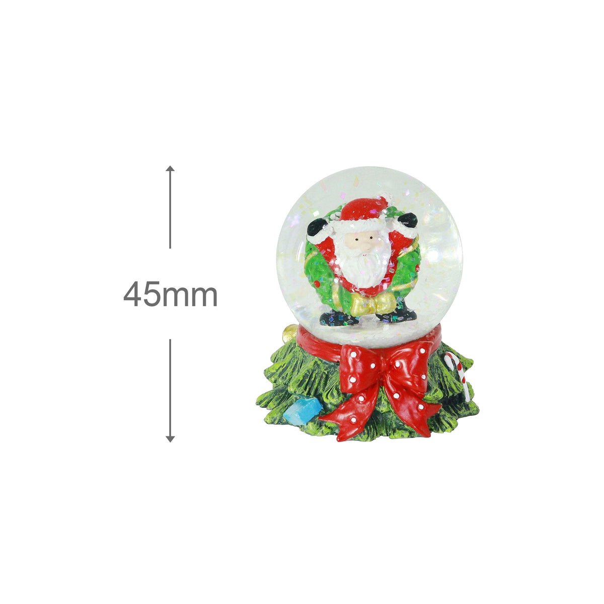 Snowglobe Santa Red Bow Assorted