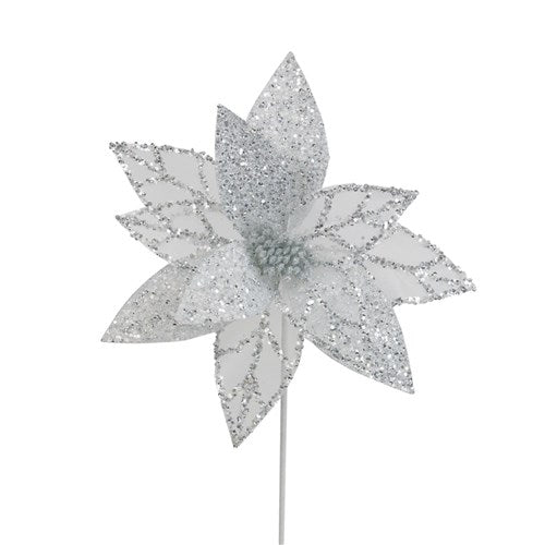 White Silver Poinsettia 32cm