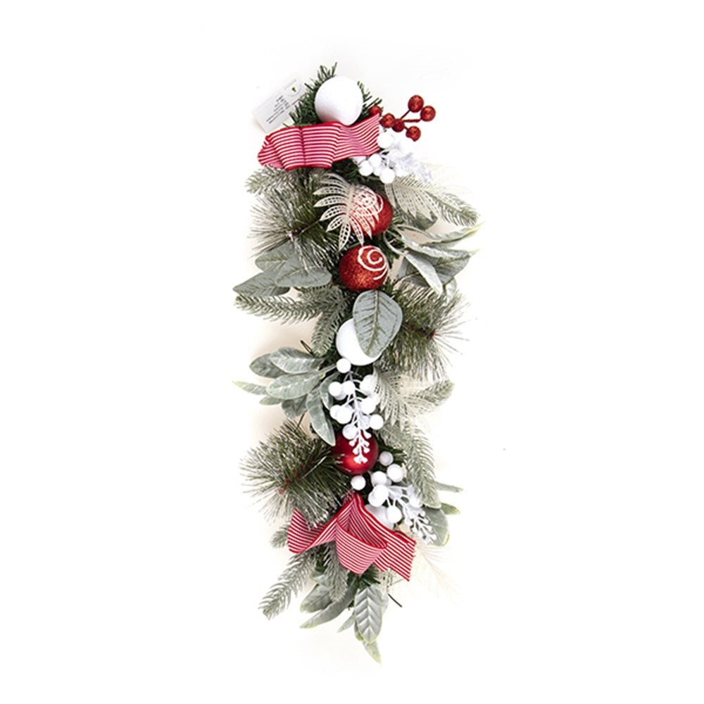 Wreath Decorated Xmas Hanging Teardrop 60cm