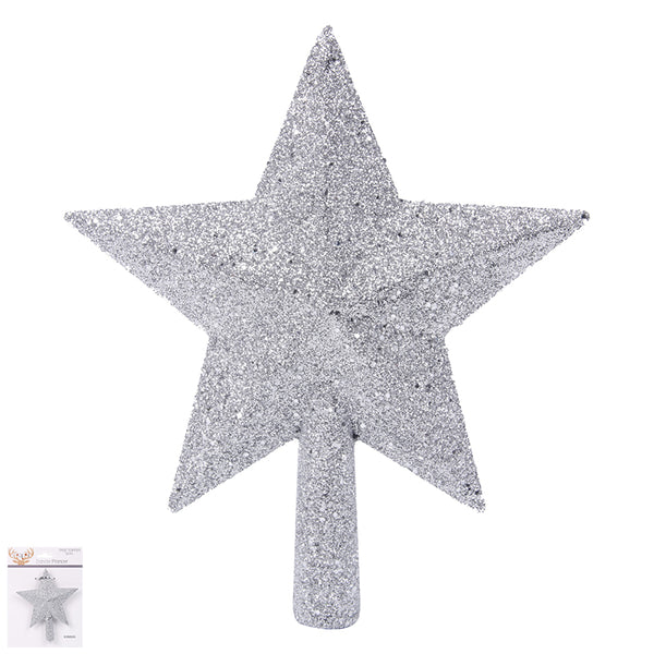 Silver Glitter Star Tree Topper 12cm