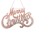 Acrylic Merry Christmas Tree Ornament with Pink & Champagne Glitter