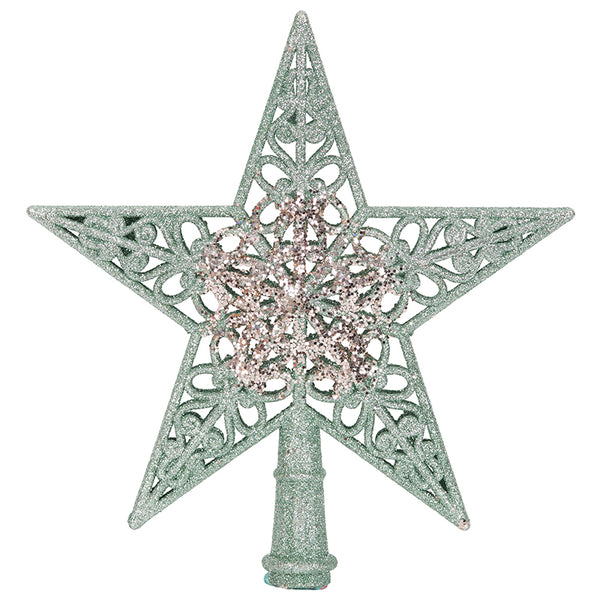 20cm Star Tree Topper Mint & Champagne Glitter