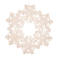 White Iridescent Snowflake Wreath Acrylic Tree Ornament