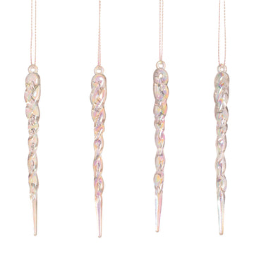 4pk Iridescent Icicles Acrylic Tree Ornament