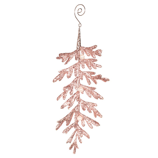 Pink Glitter Leaf Tree Ornament