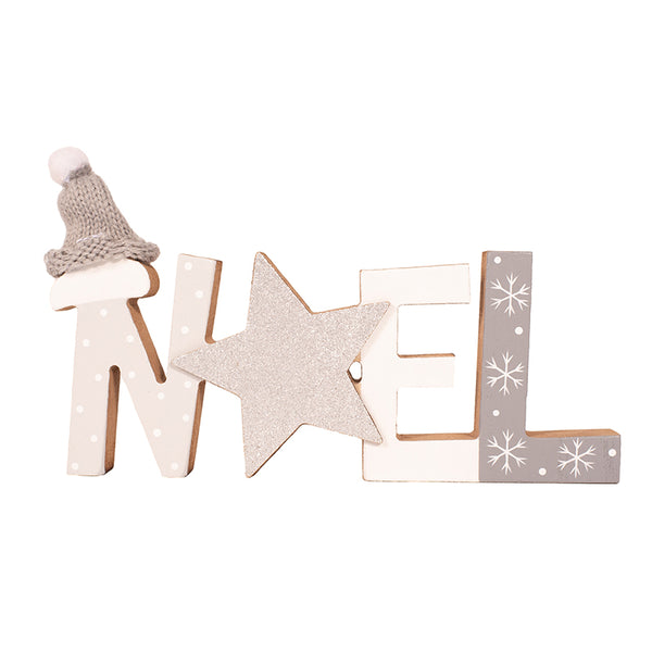 Noel Table Top Sign, Light Grey