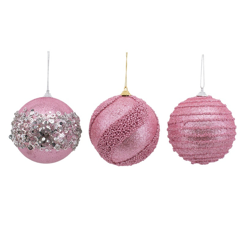 10cm Pink Baubles Assorted