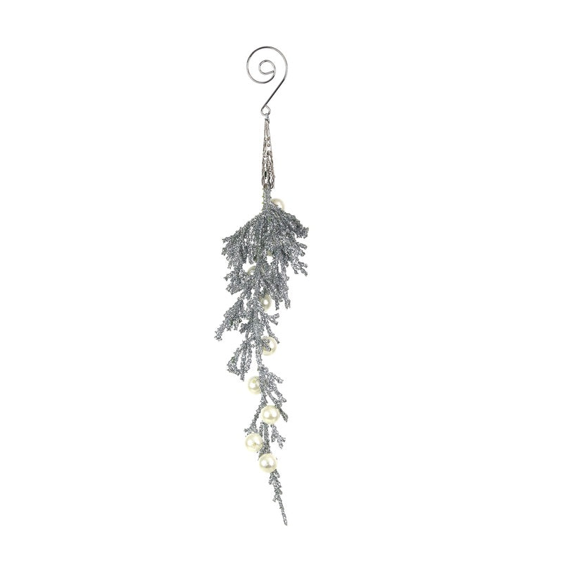 Champagne Glitter & Pearl Foilage Tree Ornament