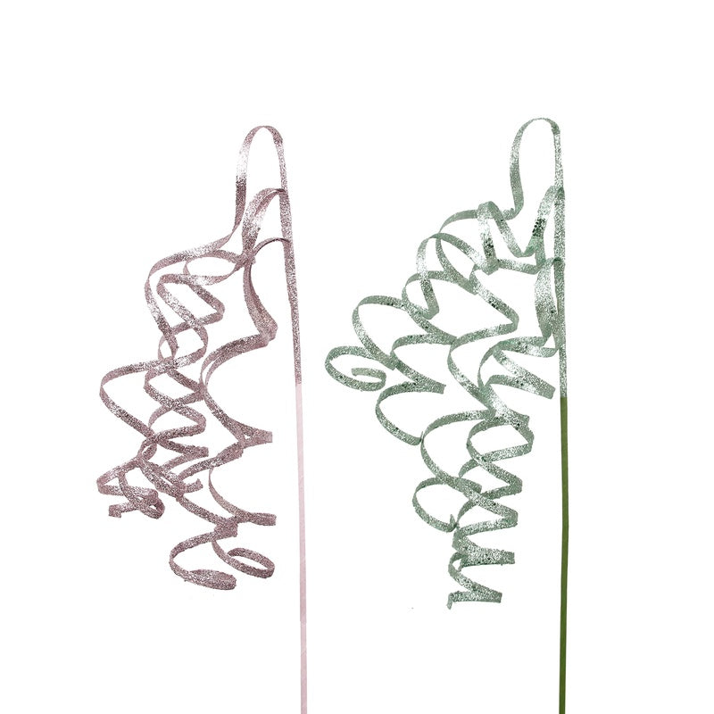 Sage & Dusty Pink Swirl Glitter Stem