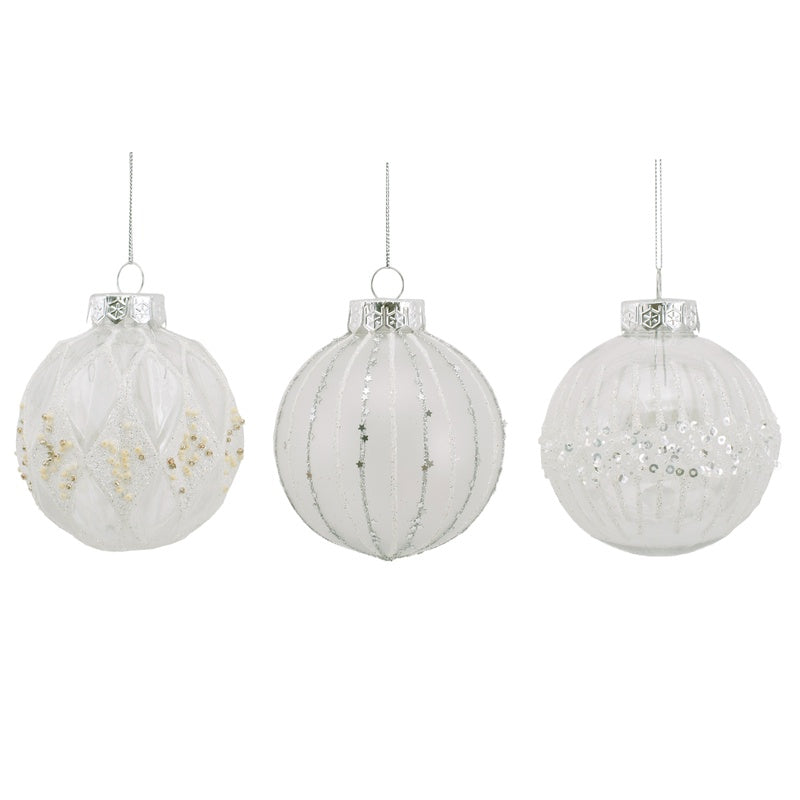 8cm Clear & Opaque Bauble Assorted
