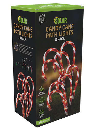 Solar Candy Cane Path Lights 8pk