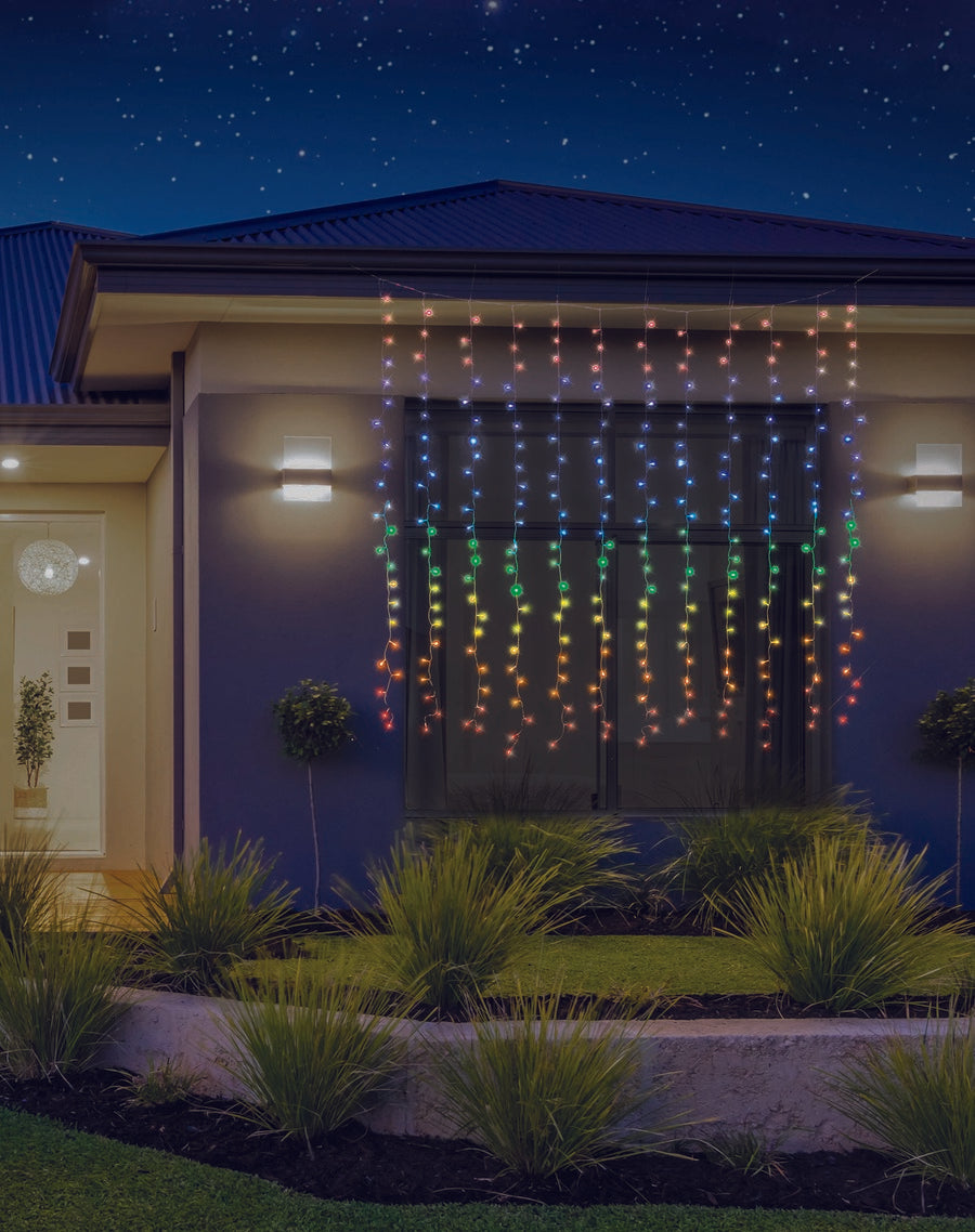 LED Curtain 288l Connectable Rainbow Flash