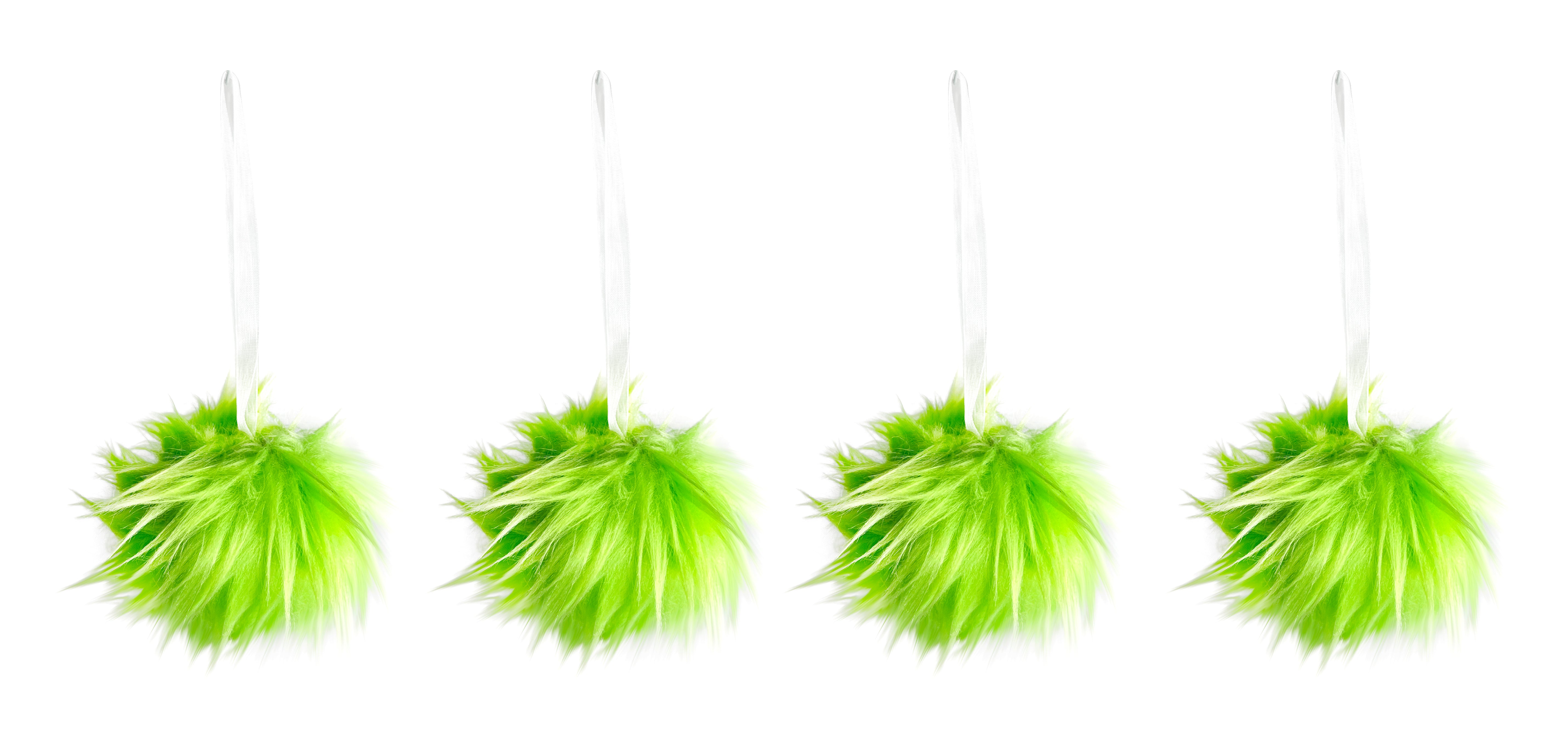 Hanging Mean Green Furry Ball 4pk