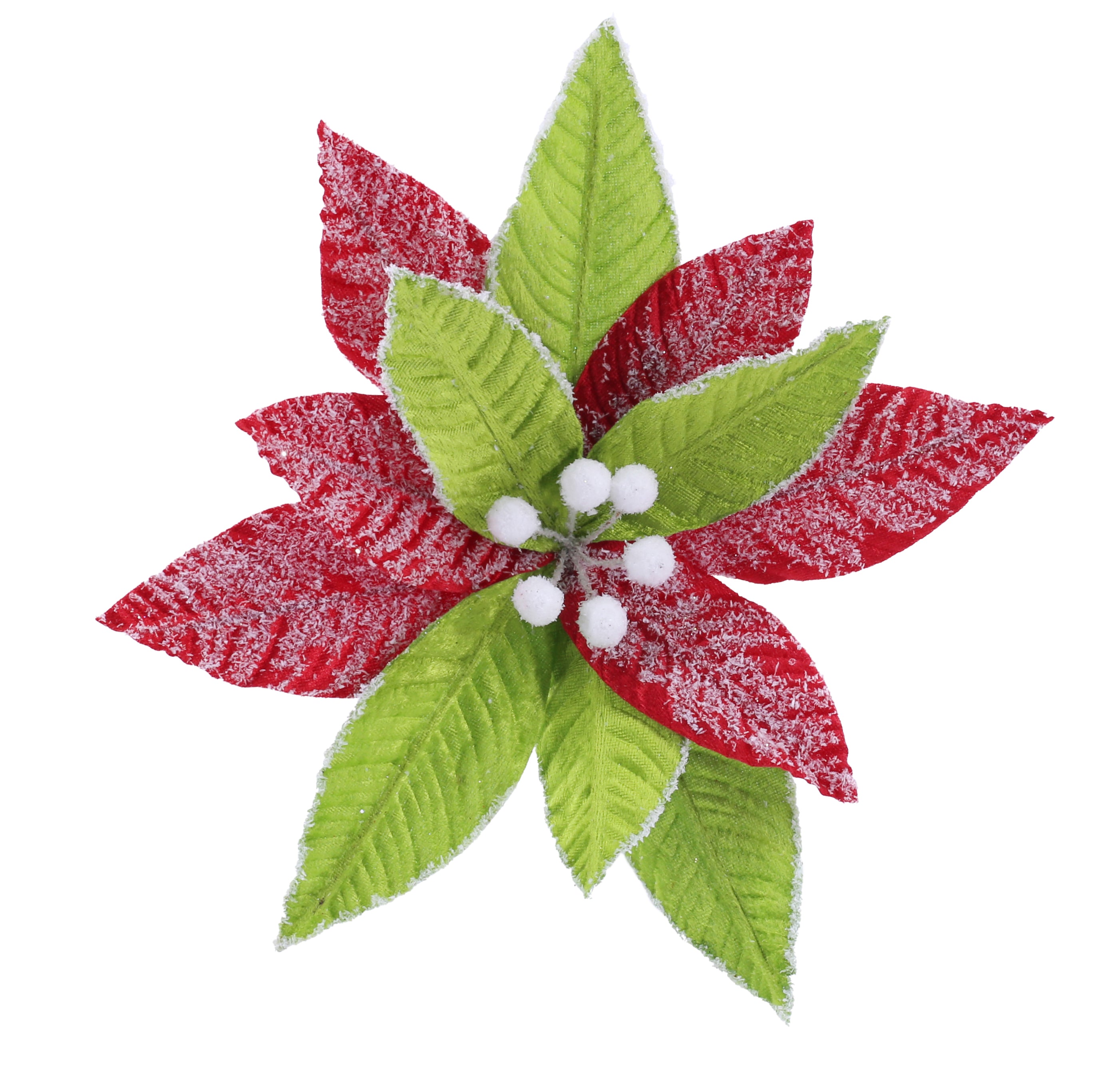 Mean Green Snowy Poinsettia Clip Asst