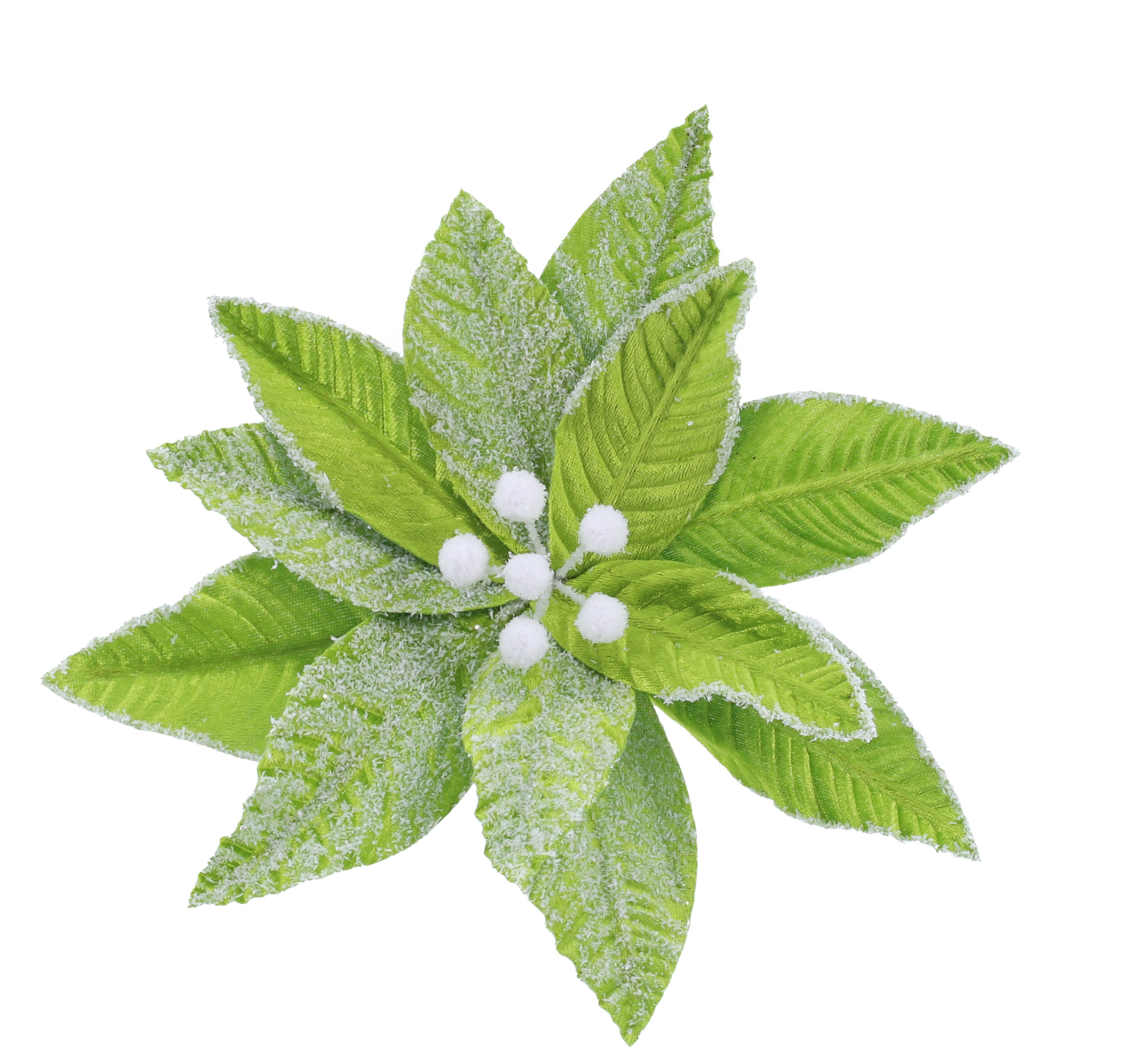 Mean Green Snowy Poinsettia Clip Asst