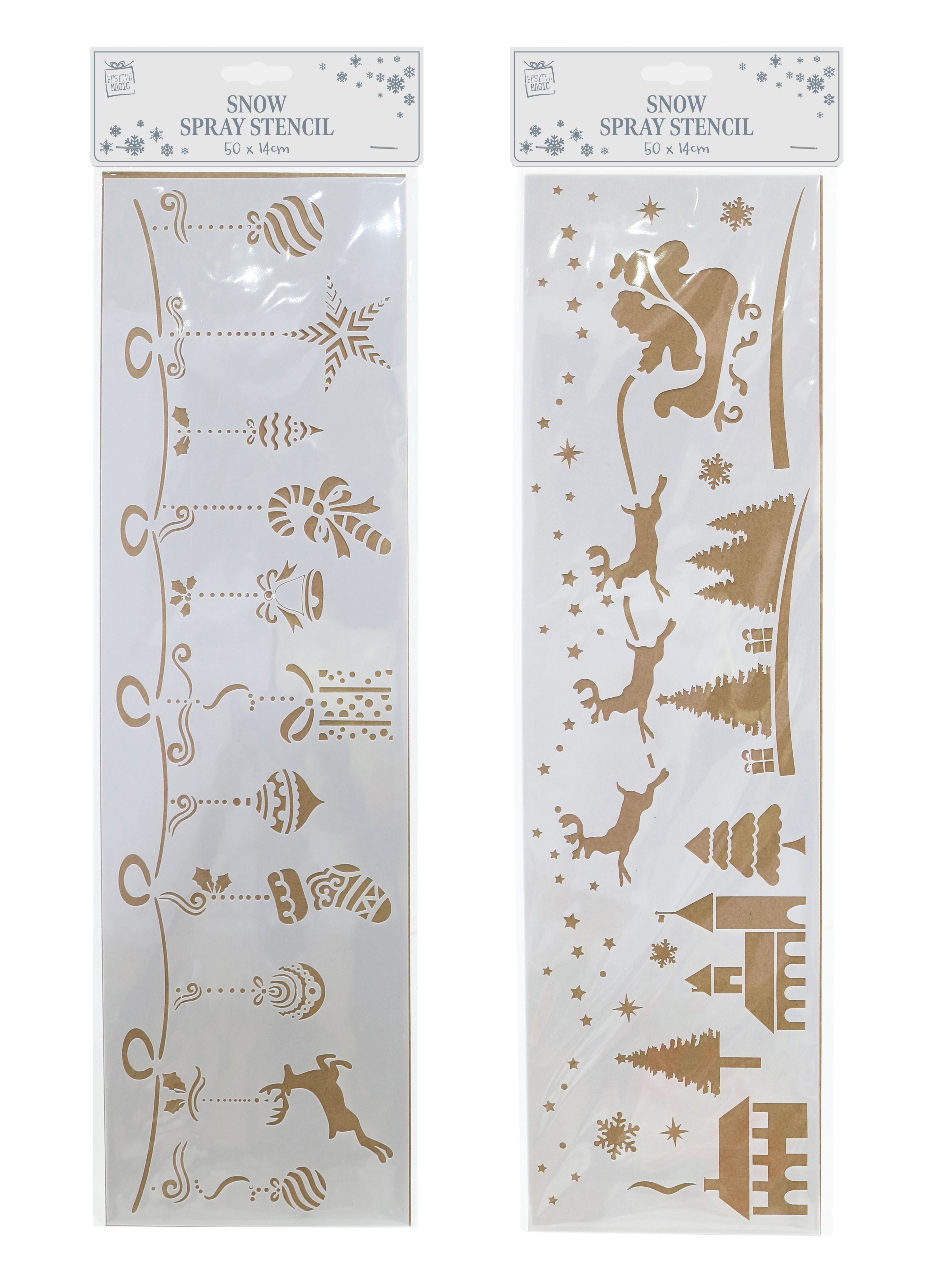 Snow Spray Sleigh Scene Stencil 14x50cm Asst