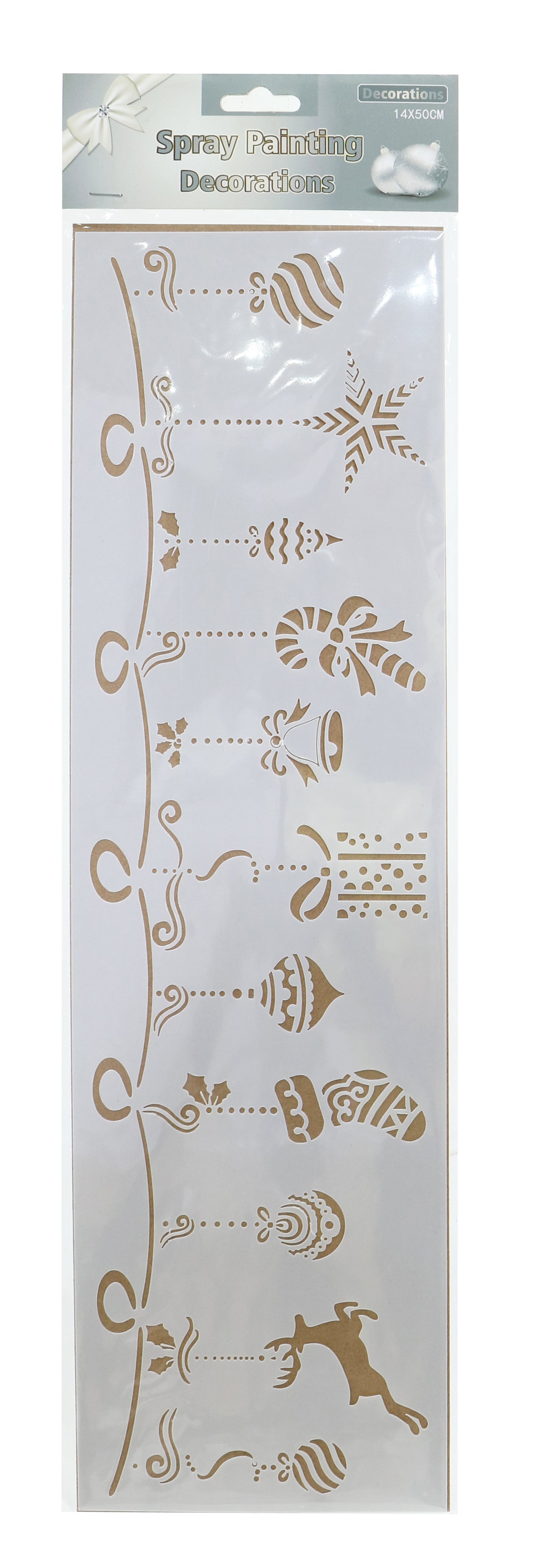Snow Spray Sleigh Scene Stencil 14x50cm Asst