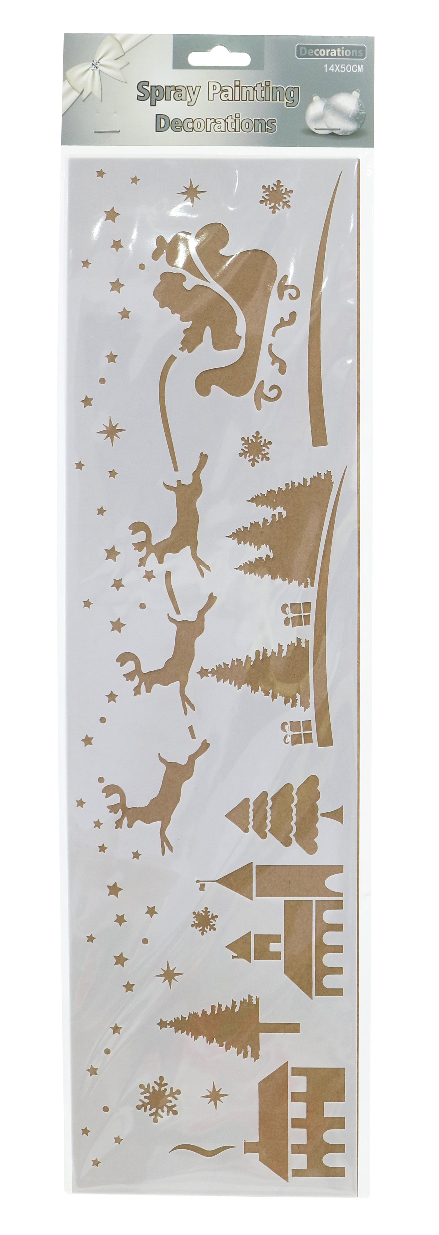 Snow Spray Sleigh Scene Stencil 14x50cm Asst