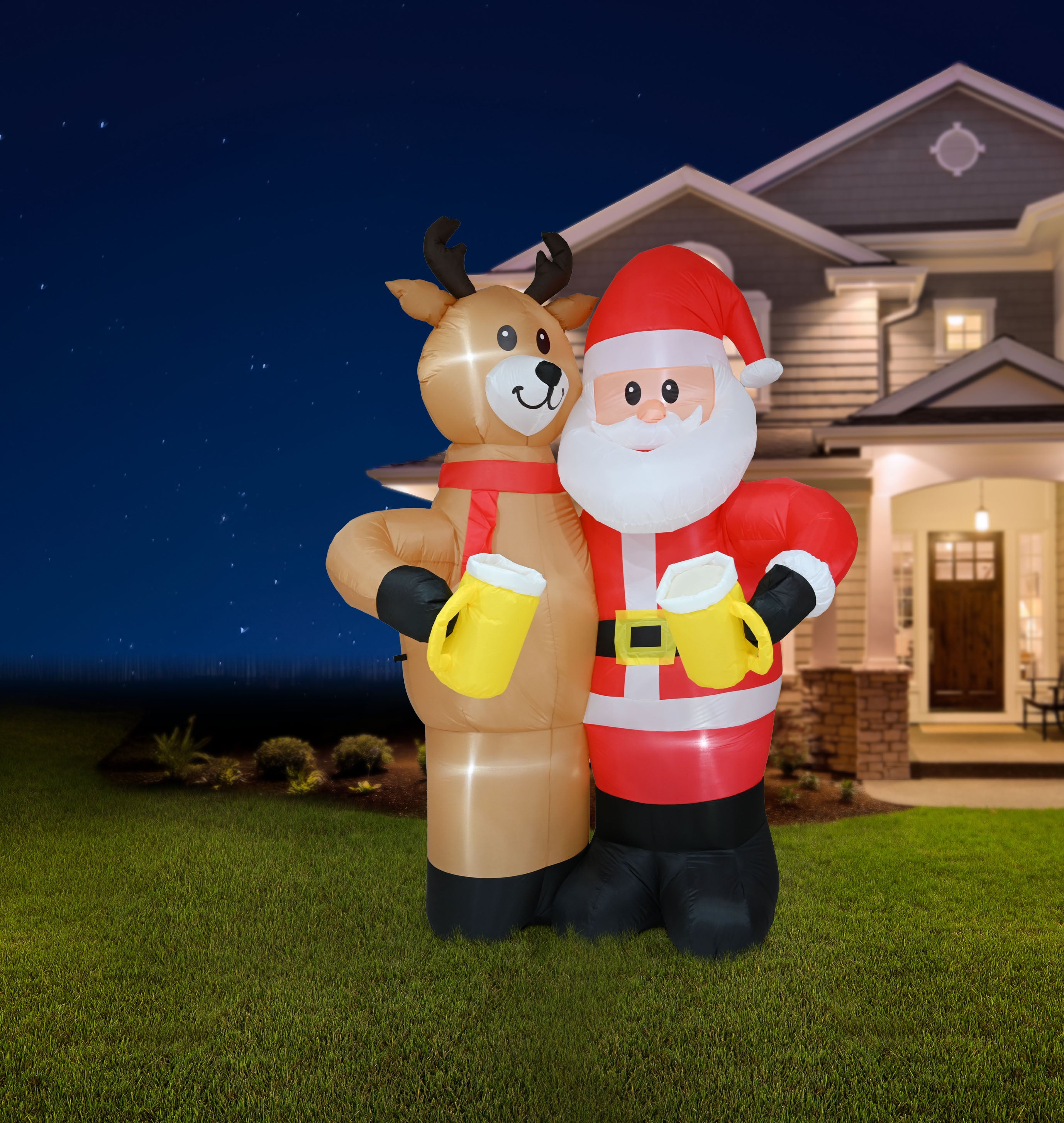 Inflatable Santa & Reindeer Drinking Buddies 240cm