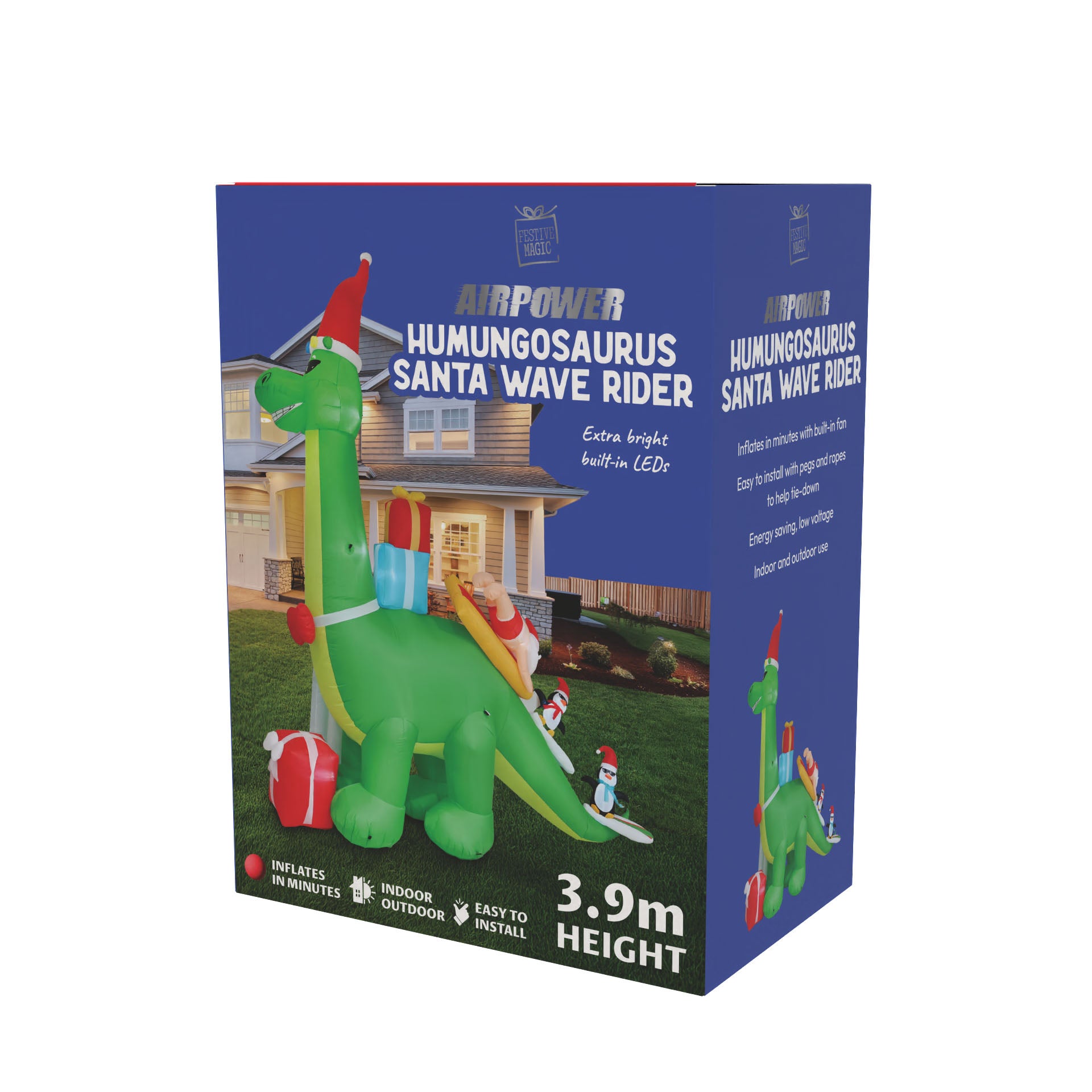 Inflatable Humungosaurus Santa Wave Rider 3.9m