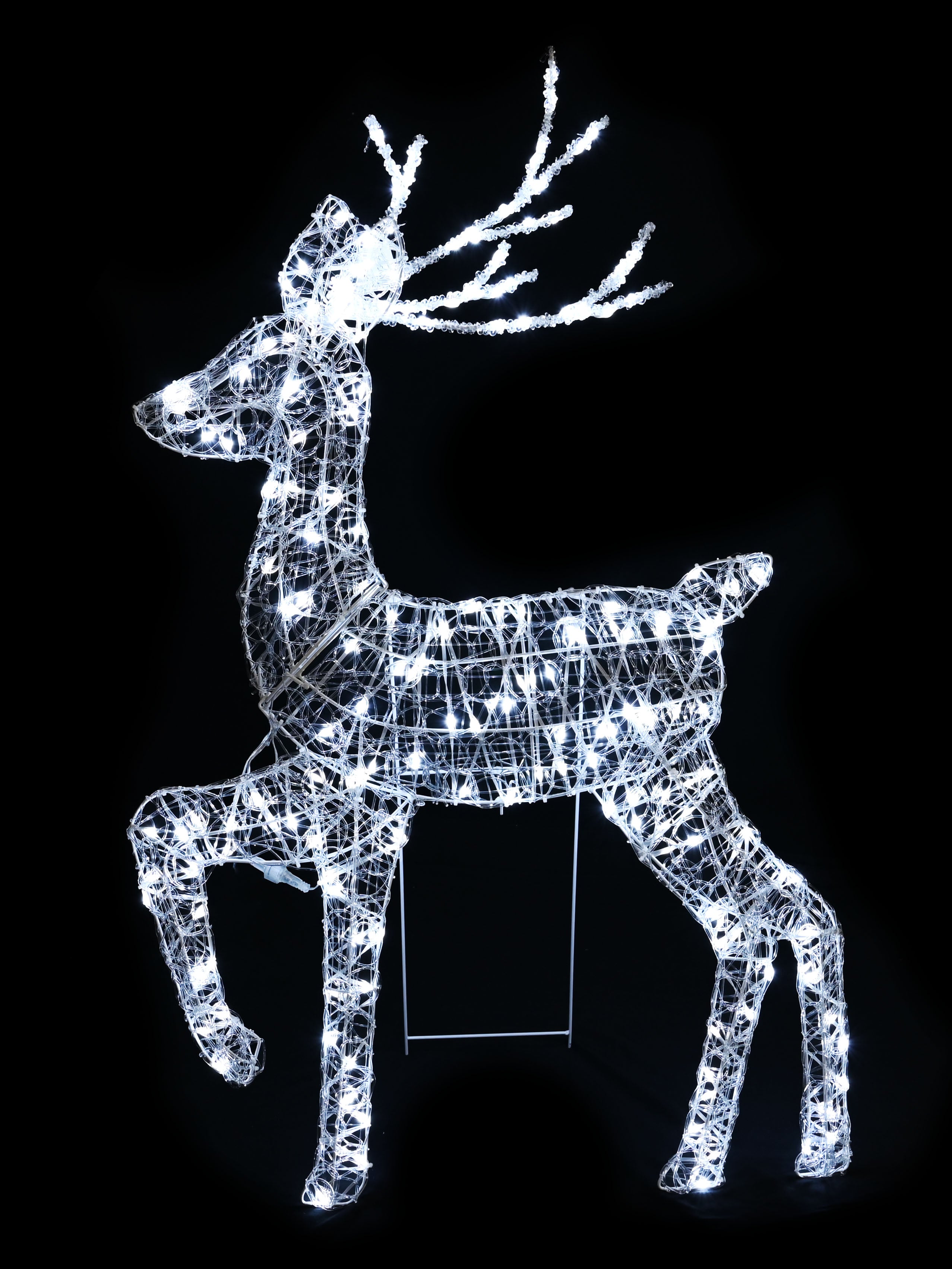 LED PVC Spun Reindeer Flash White 115cm