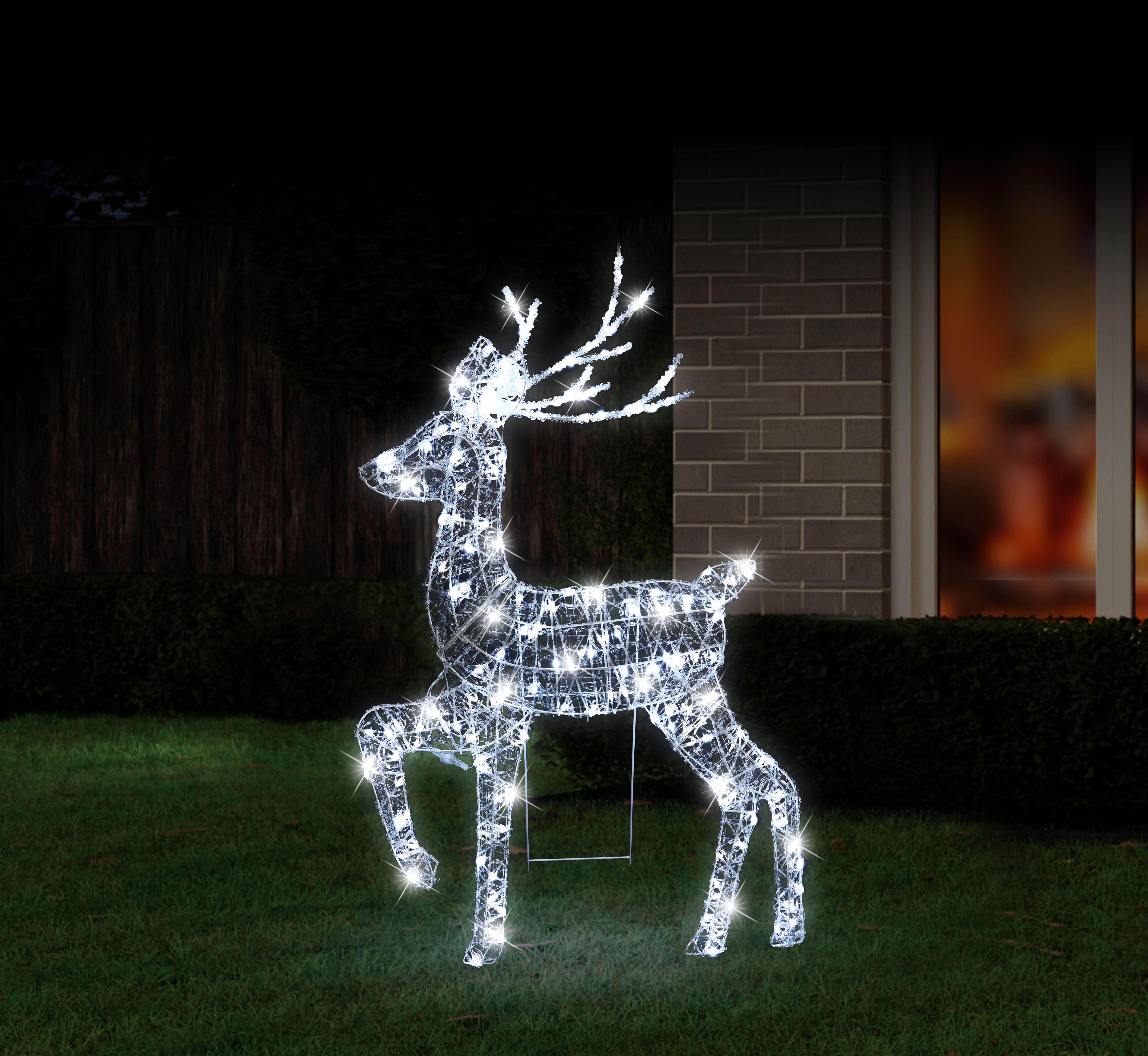 LED PVC Spun Reindeer Flash White 115cm