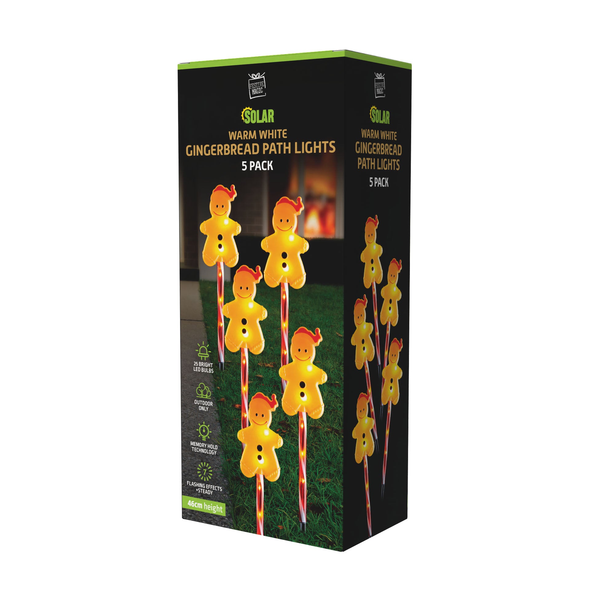 Solar Gingerbread Path Lights 5pk Asst