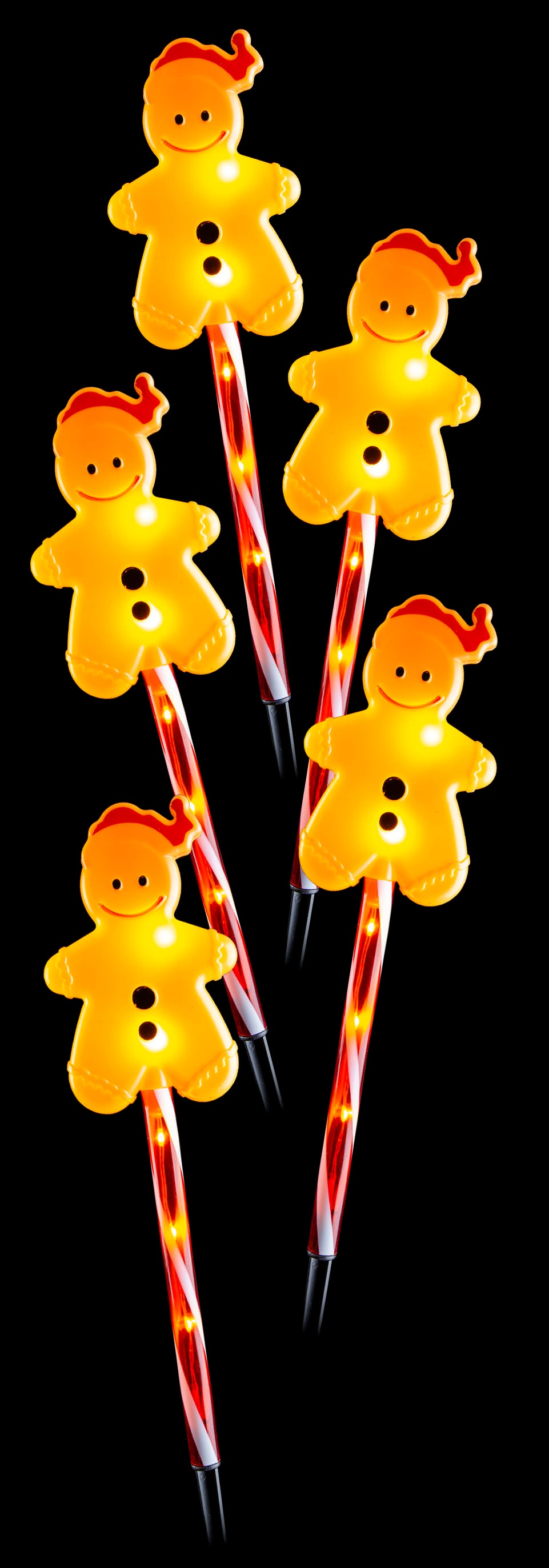 Solar Gingerbread Path Lights 5pk Asst