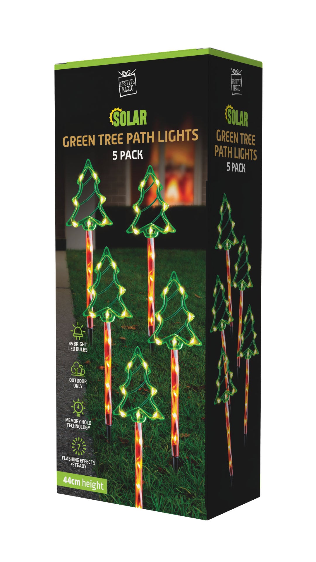 Solar LED Candy Green Tree Path Lights 5pk