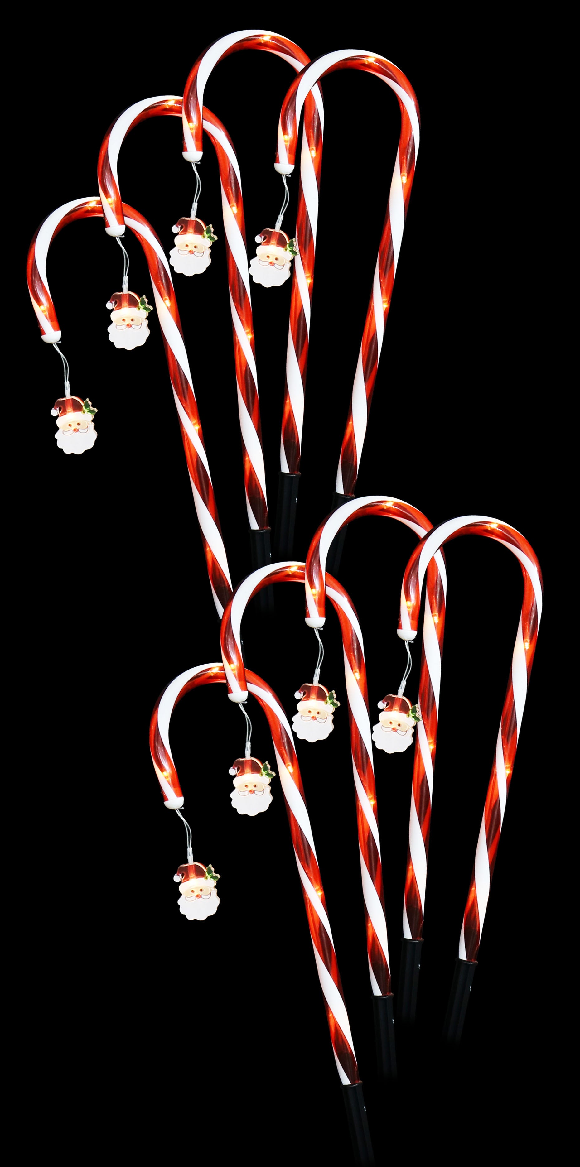 Solar Candy Cane With Santas 8pk