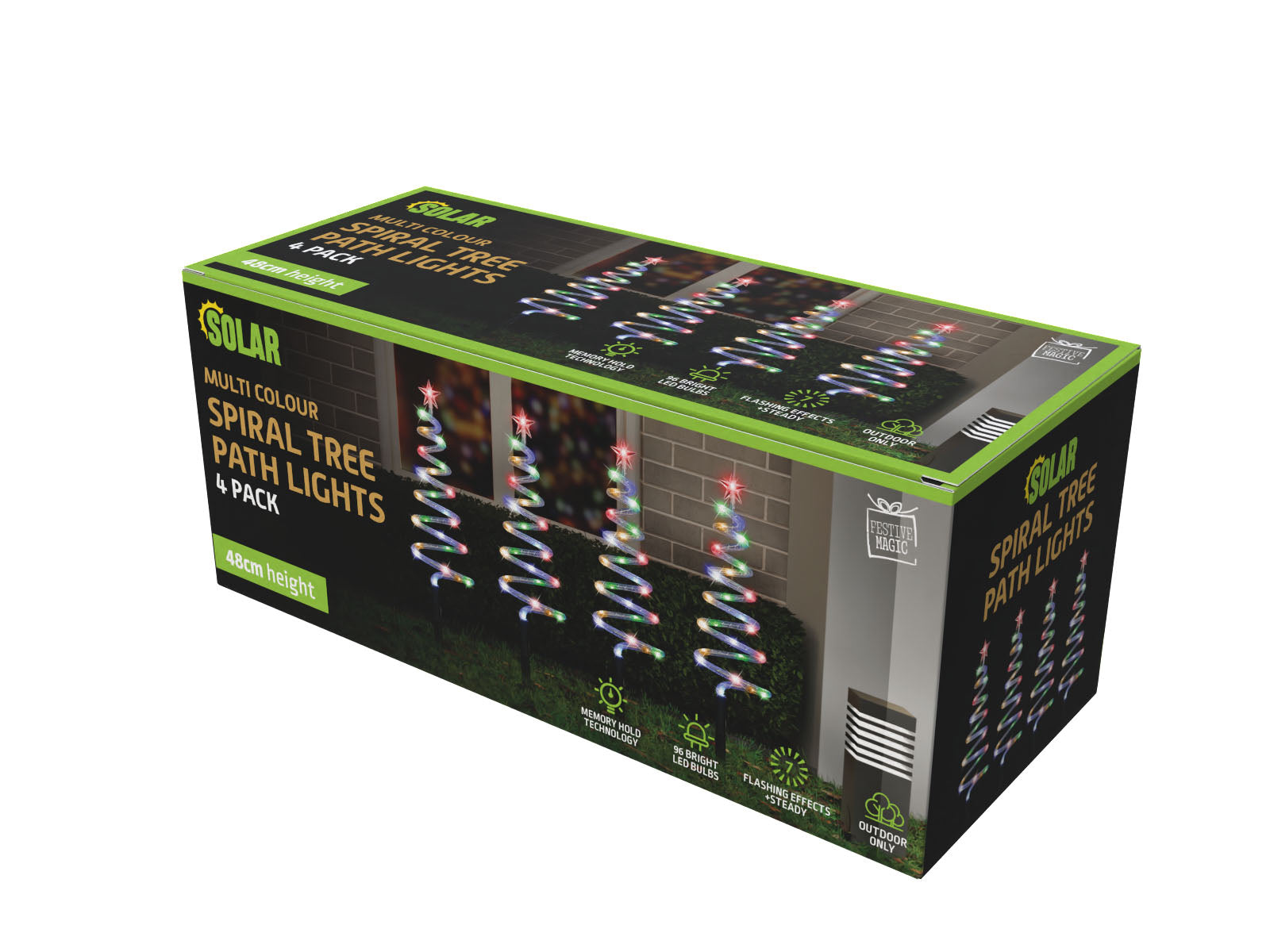 Solar LED Mesh Spiral Trees Multi 4pk
