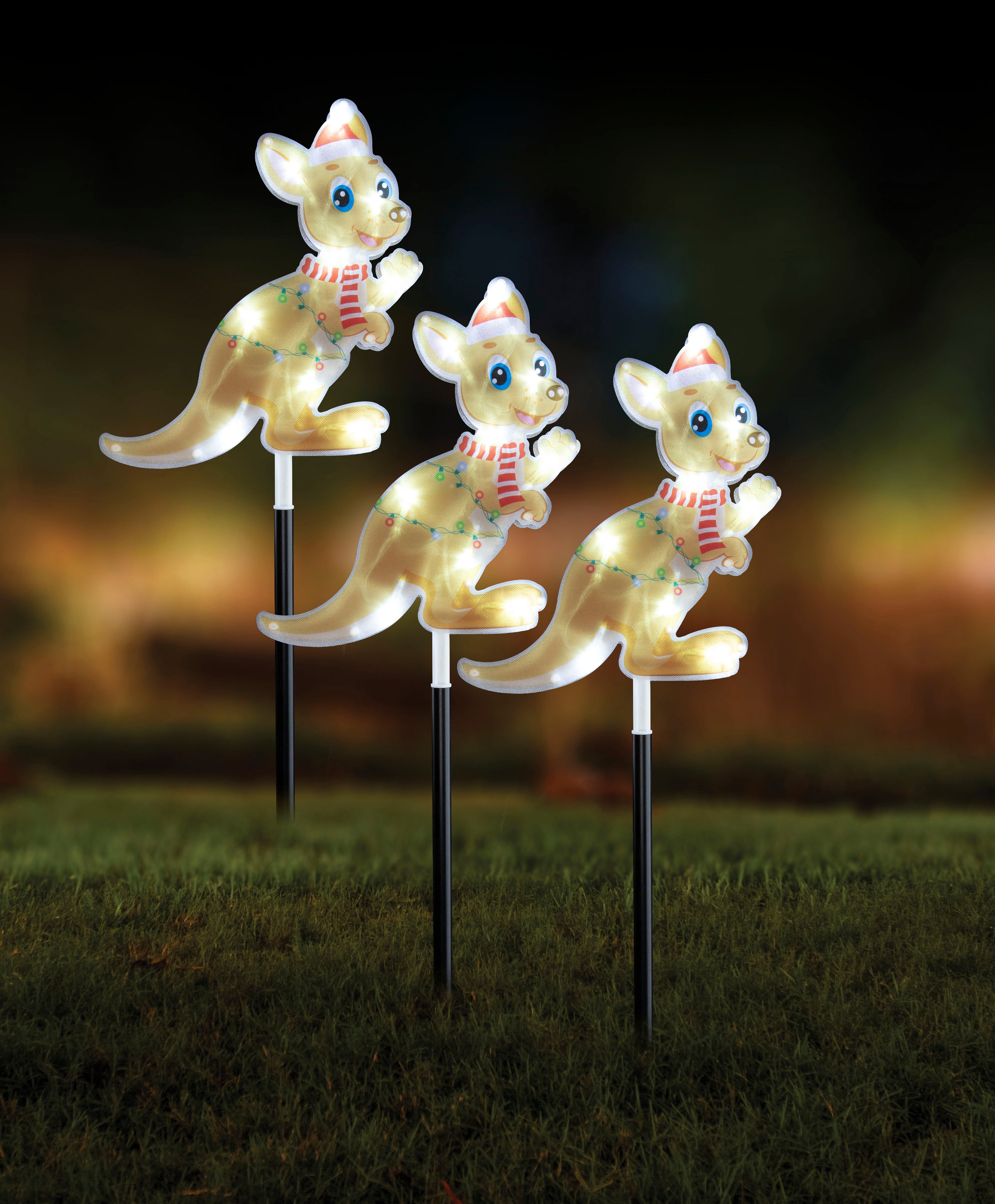 Solar Laser PVC Path Lights Aussie 3pk Asst