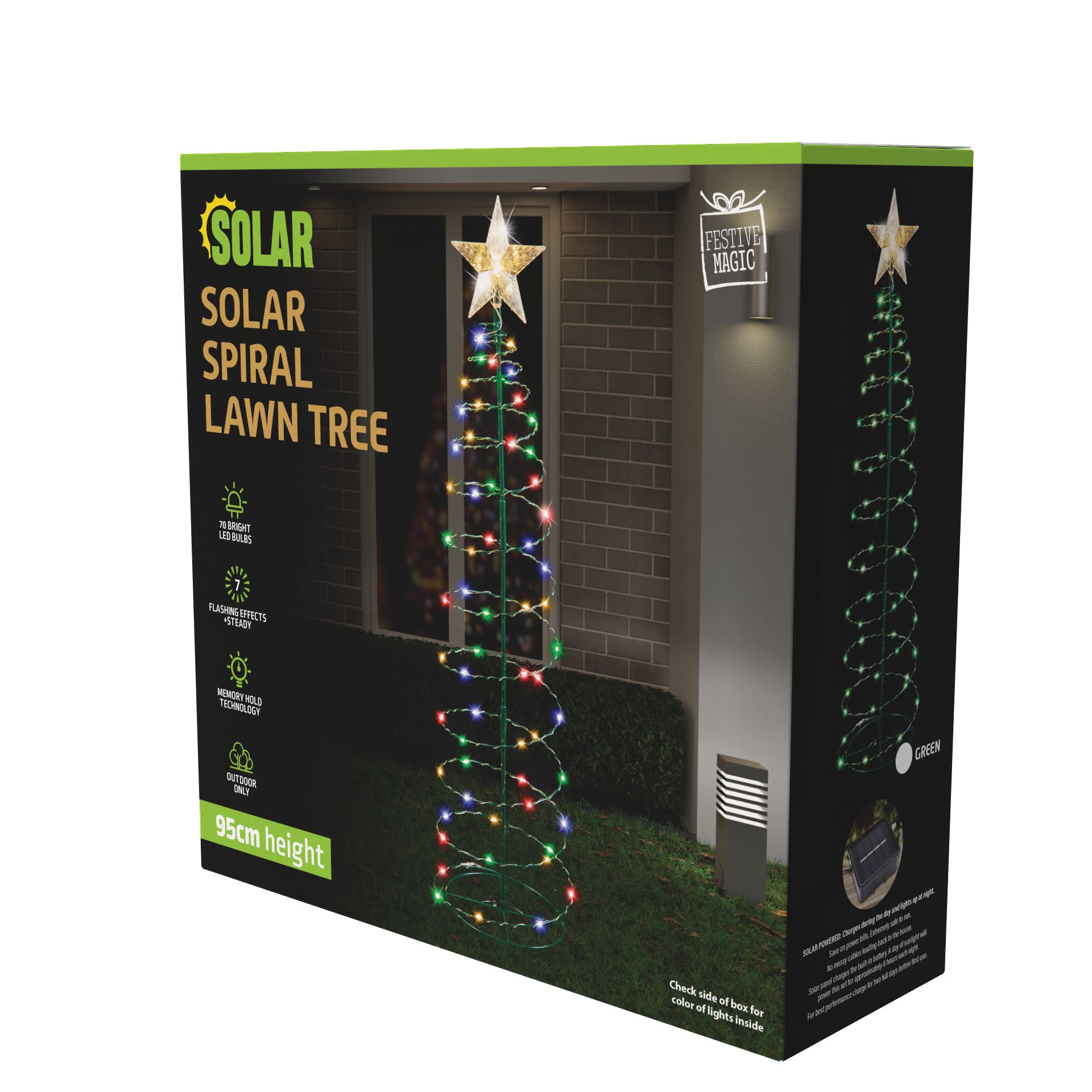 Solar LED Wire Spiral Tree 95cm Asst
