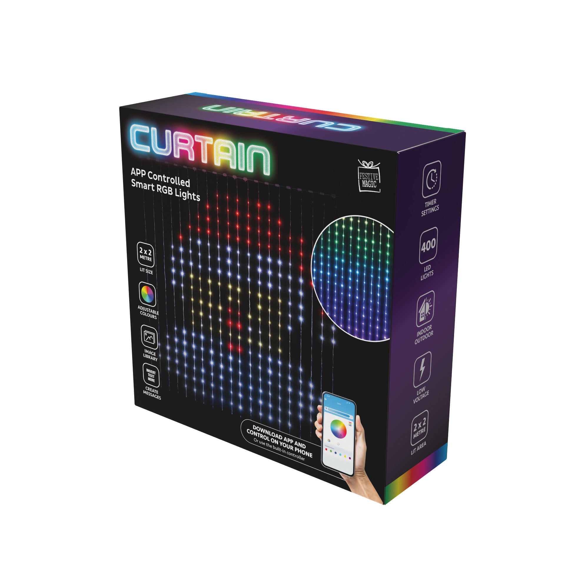 App Lightshow LED Curtain 2x2m 400 Lights