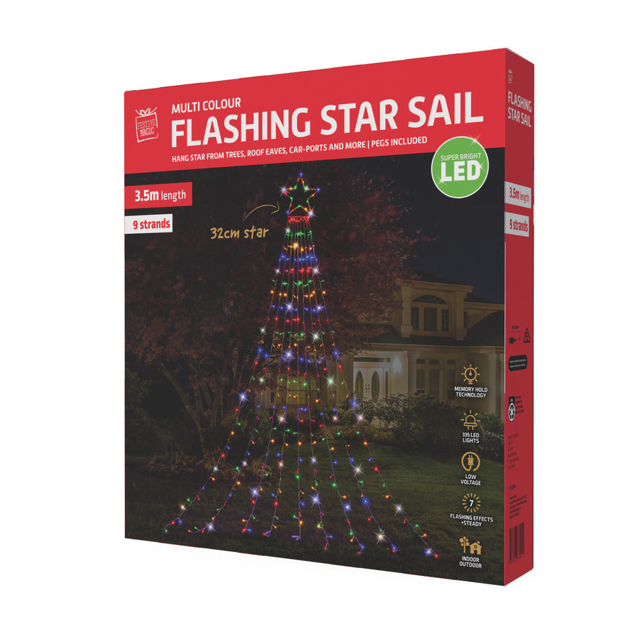 LED Garden Star Sail 3.5m Multicolour