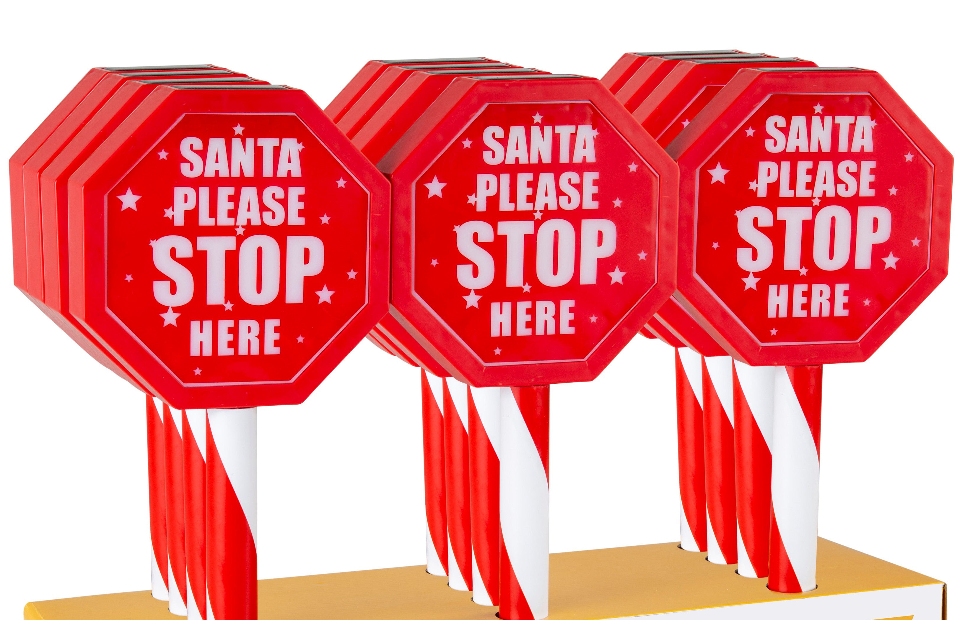 Solar Santa Stop Sign Stake 45cm