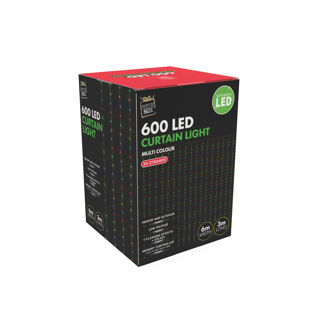 LED Curtain Lights 6m 600 Multicolour