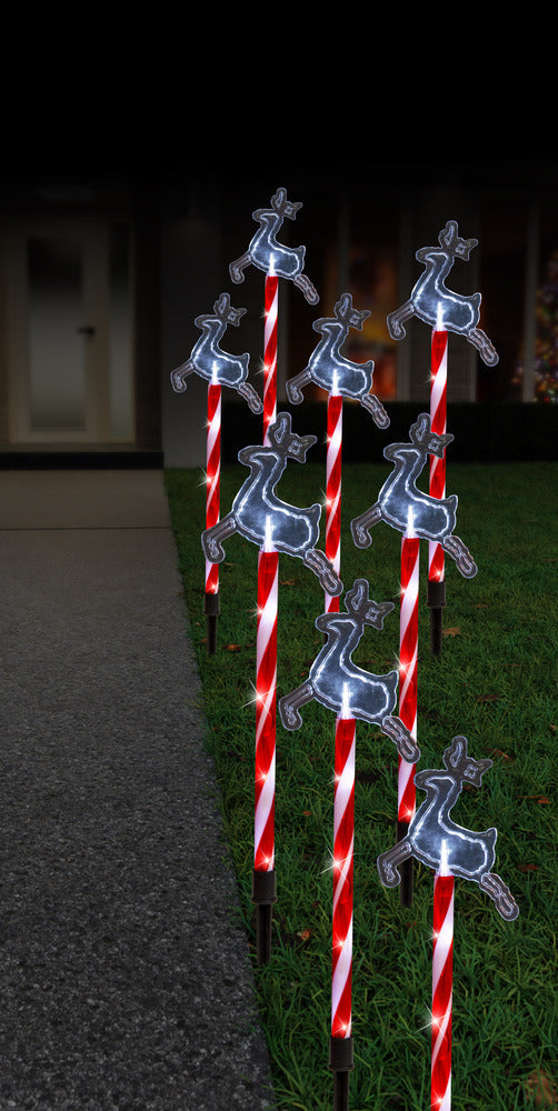 Solar LED Candy Reindeer Path Lights 8pc