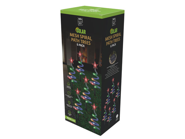 Solar LED Mesh Spiral Path Tree 6pk Asst