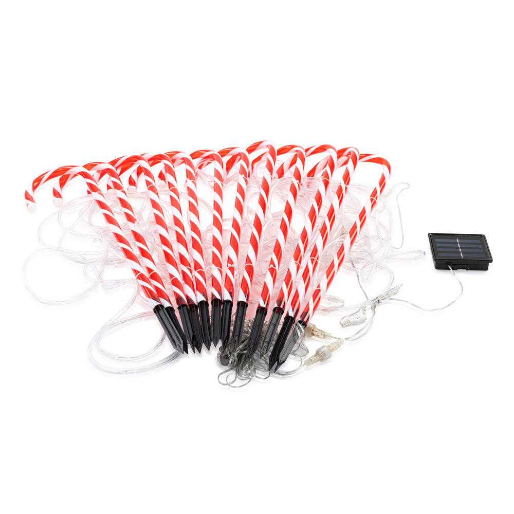 Solar LED Candy Cane Fence Stakes  pk 12