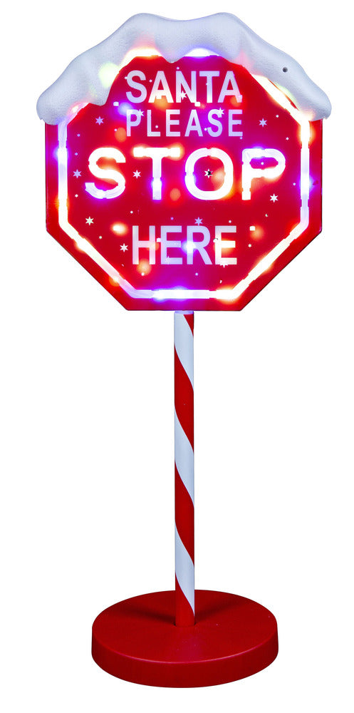 LED Stop Here Sign Multicolour 100cm