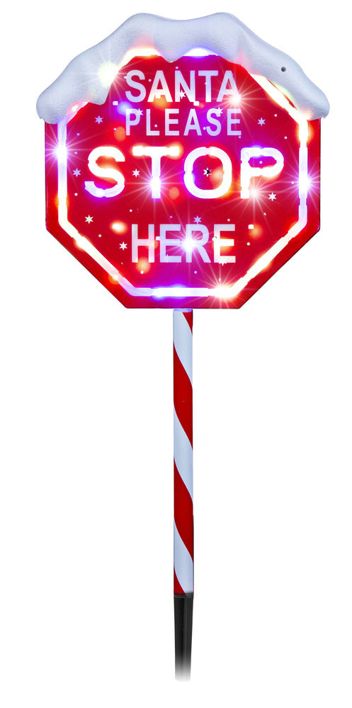 LED Stop Here Sign Multicolour 100cm