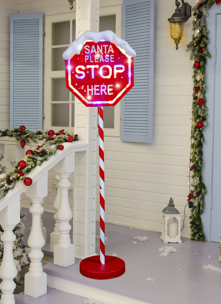 LED Stop Here Sign Multicolour 100cm