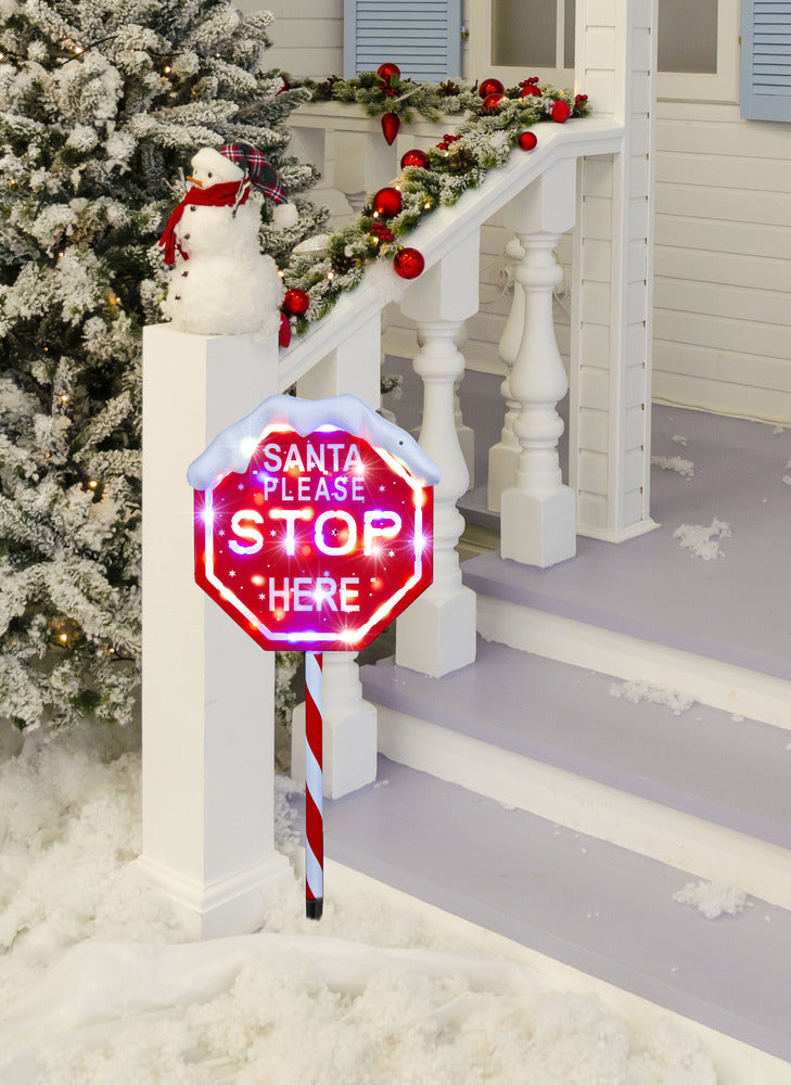 LED Stop Here Sign Multicolour 100cm