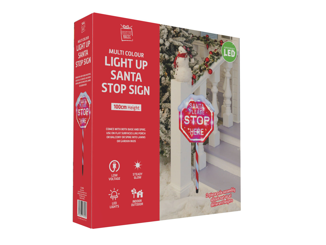 LED Stop Here Sign Multicolour 100cm