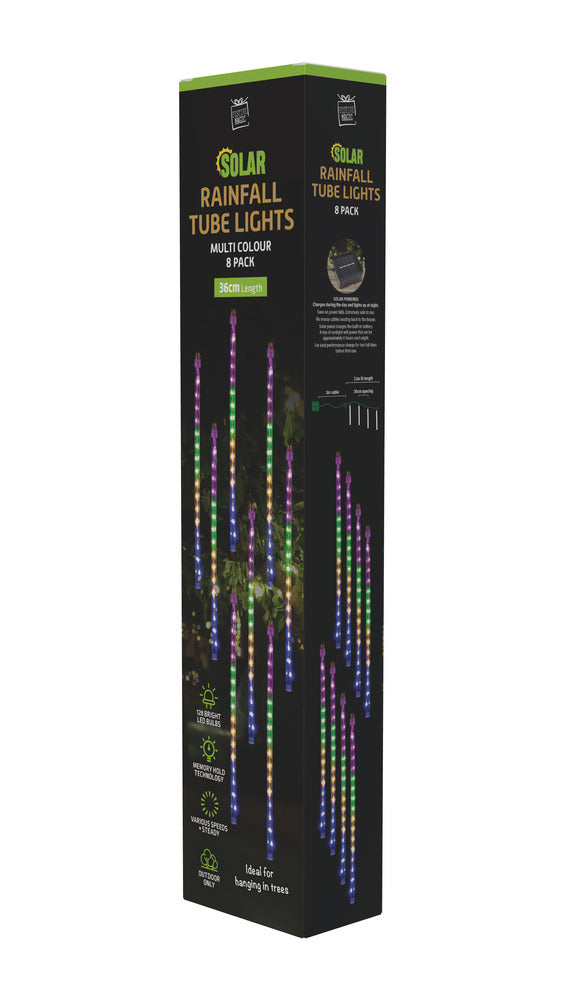 Solar Rainfall Tube Lights 8pk Asst